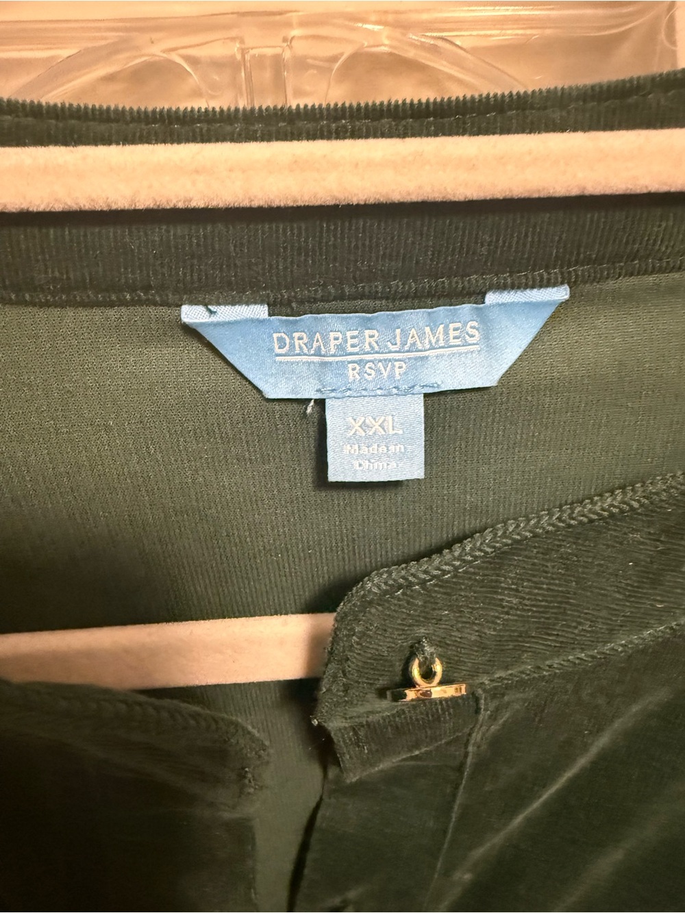 Draper James Emerald Green Velvet Button-Front Dress - Picture 4 of 6